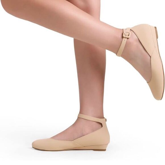 DREAM PAIRS Women's Revona Low Wedge Ankle Strap Flats Shoes size 7 NWOT - Picture 2 of 9